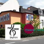Kollage der Bonner Burg mit den Logos vom Pubchoir Bonn und dem Theater Rampös